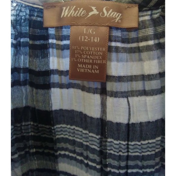 White Stag Womens Black & White Plaid Top Size Large - Picture 4 of 7